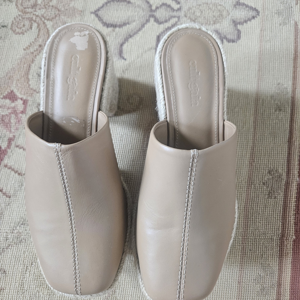 Cult Gaia Tan Mules Minimalist Slip-On Shoes Geisha Vibes
